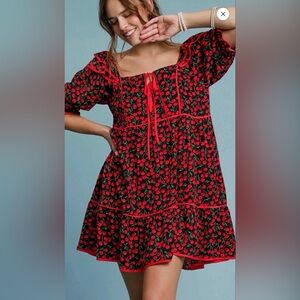 Umgee Black Cherry Babydoll Dress NWT Medium